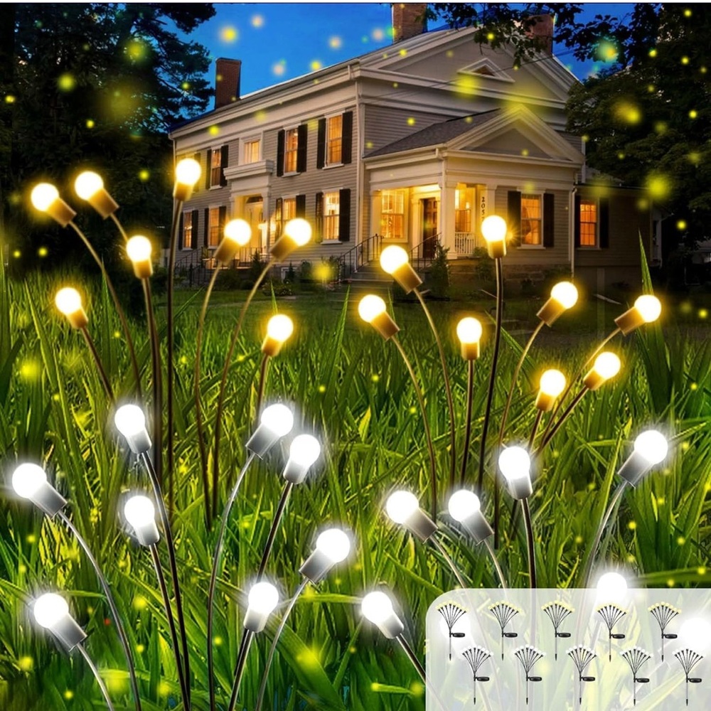 Garden Lights Yard Lights 5 Warm 5 Cool Solar Light Firefly Outdoor Fairy OW